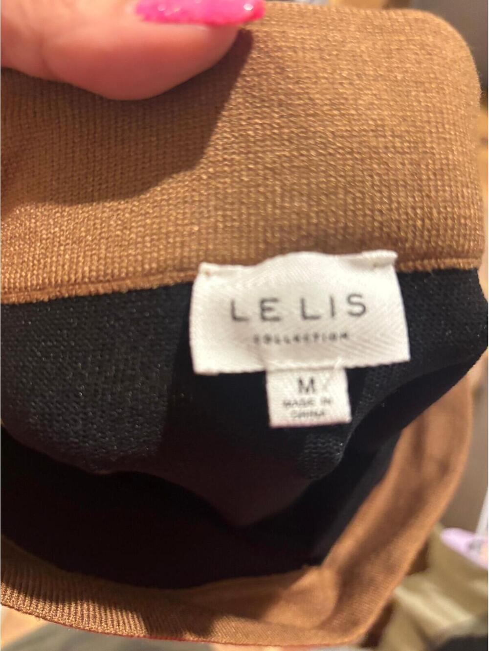 Le Lis Black Strapless Bodycon Mini Dress Tan Waist Womens M - Picture 3 of 4